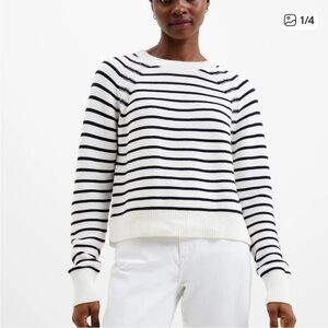 French Connection Navy and White Striped Crew Neck Sweater